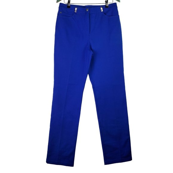 St. John Sport Essentials By Marie Gray Bright Blue Trouser Pants, Sz 12 - Picture 1 of 9
